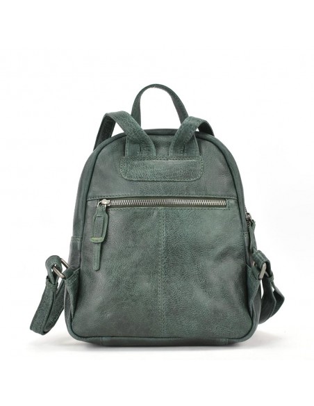 Mochila de passeio em pele verde The Twins - Cráter