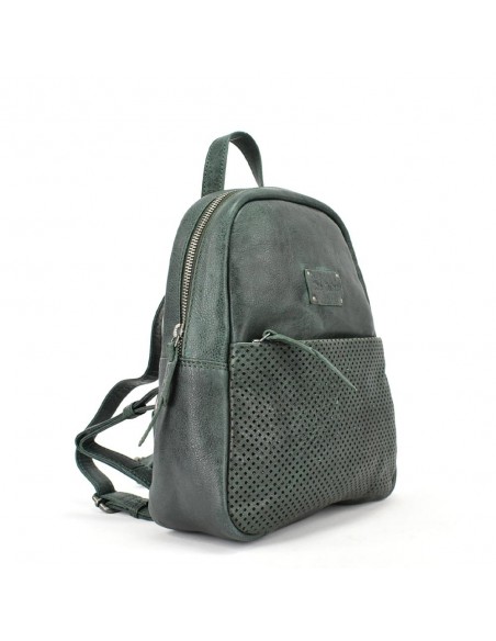 Mochila de passeio em pele verde The Twins - Cráter