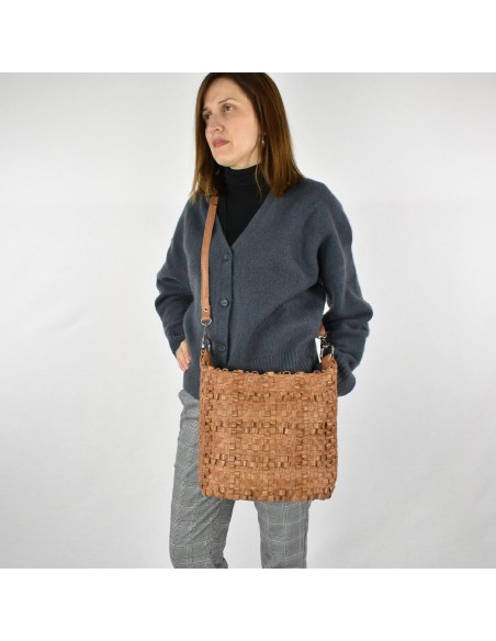 Mala Hobo em pele cor natural The Twins - Trenza