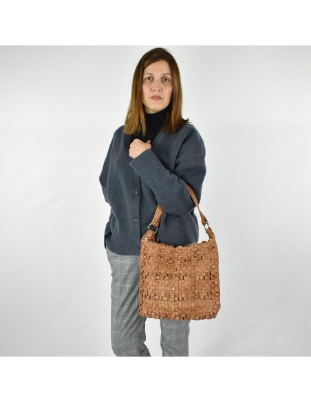 Mala Hobo em pele cor natural The Twins - Trenza