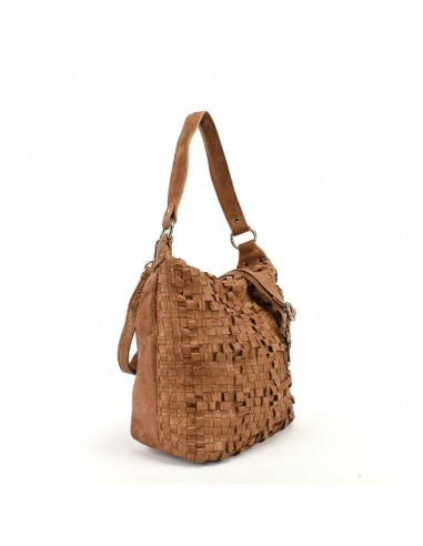 Bolso Hobo en piel de color cuero The Twins - Trenza