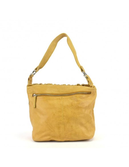 Mala Hobo em pele cor de mostarda The Twins - Trenza