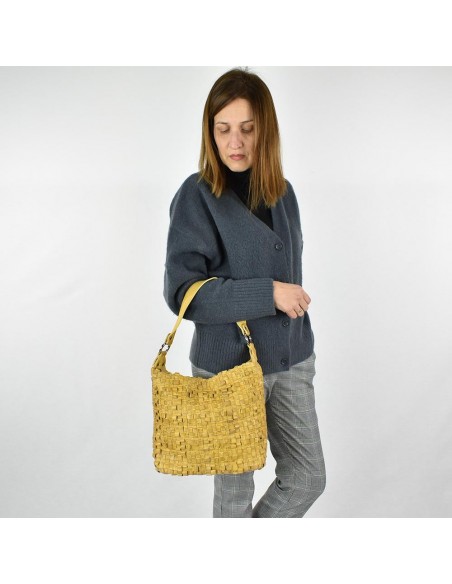 Bossa Hobo en pell de color mostassa The Twins - Trena