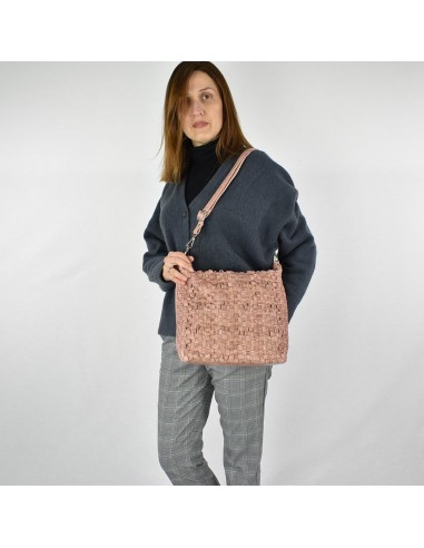 Bolso Hobo en piel rosa The Twins - Trenza