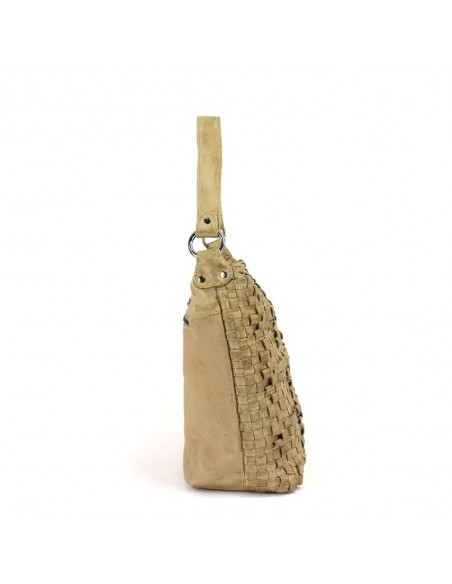 Bolso Hobo en piel de color natural The Twins - Trenza