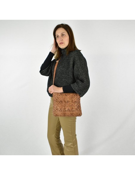 Bandolera plana en pell color cuir The Twins - Trena