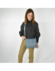 Bandolera plana en pell blava The Twins - Trena