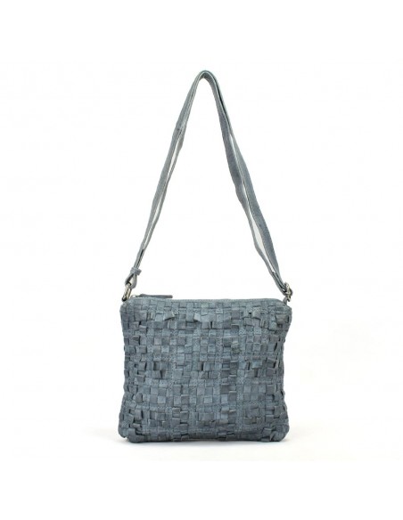 Bandolera plana en pell blava The Twins - Trena