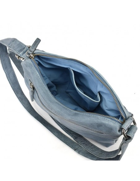 Bandolera plana en pell blava The Twins - Trena