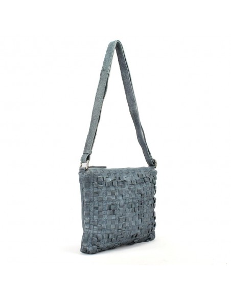 Bandolera plana en pell blava The Twins - Trena