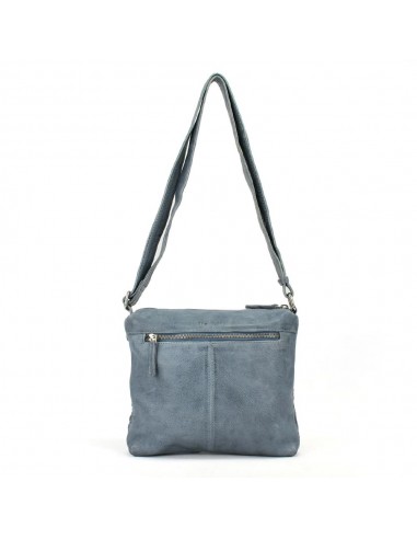 Bandolera plana en pell blava The Twins - Trena