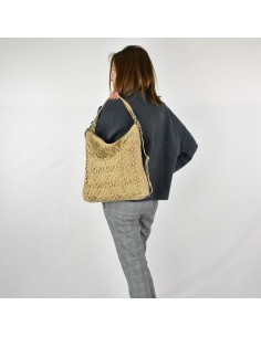Bolso mochila en piel de color natural The Twins - Trenza