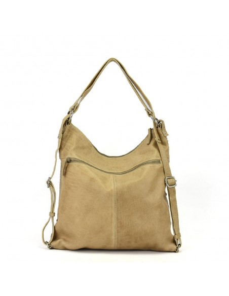 Bossa motxilla en pell de color natural The Twins - Trena