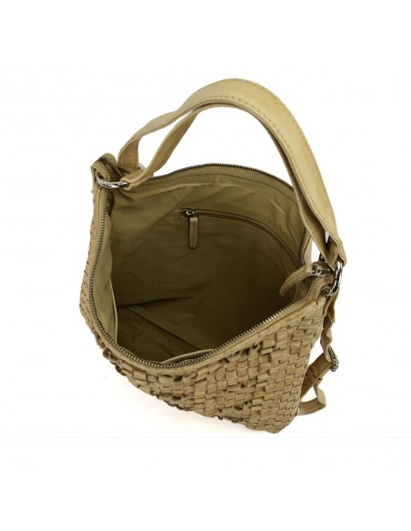 Bossa motxilla en pell de color natural The Twins - Trena