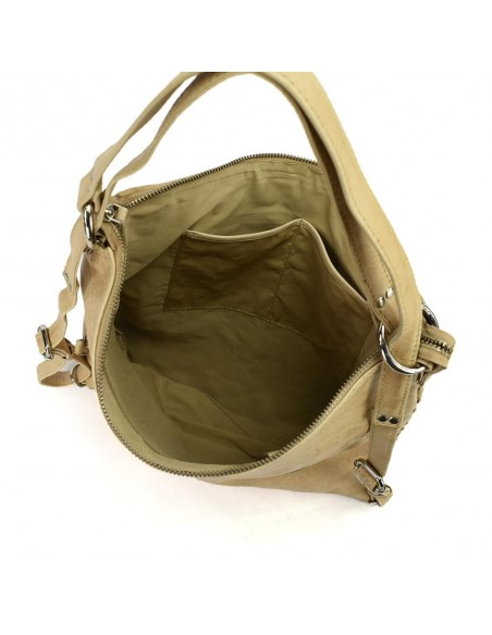 Bolso mochila en piel de color natural The Twins - Trenza