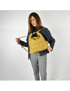 Bossa motxilla en pell de color mostassa The Twins - Trena 2