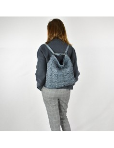 Bolsa mochila em pele azul dos The Twins - Trenza