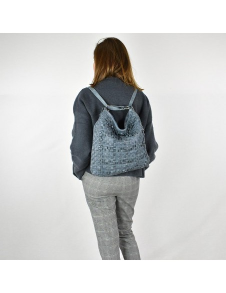 Bossa motxilla en pell de color blau The Twins - Trena