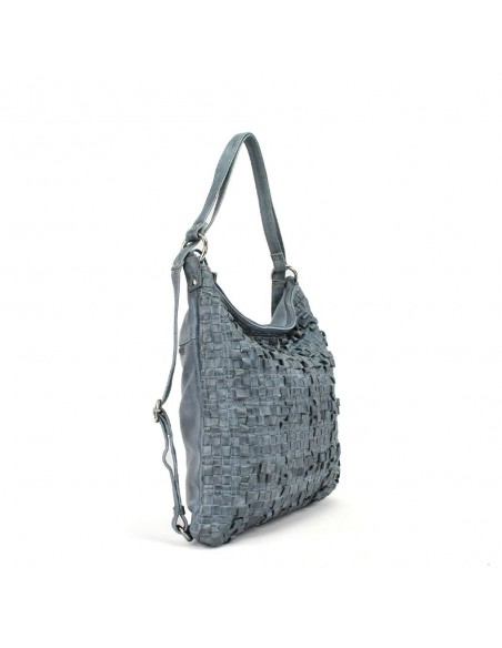 Bolsa mochila em pele azul dos The Twins - Trenza