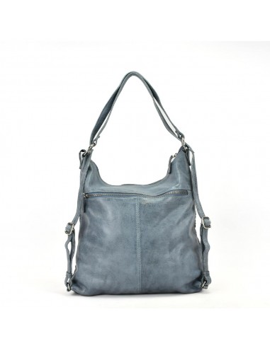 Bolso mochila en piel de color azul The Twins - Trenza