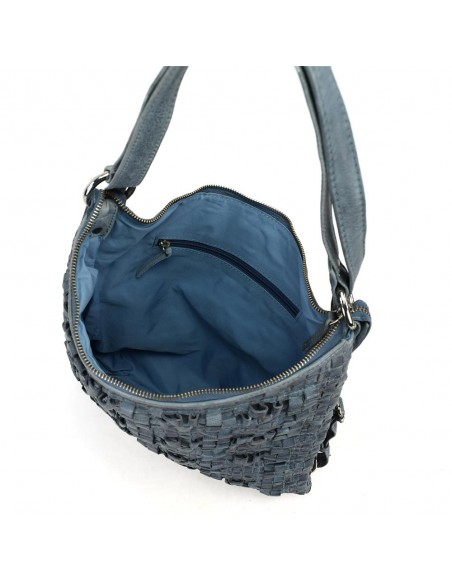 Bolsa mochila em pele azul dos The Twins - Trenza