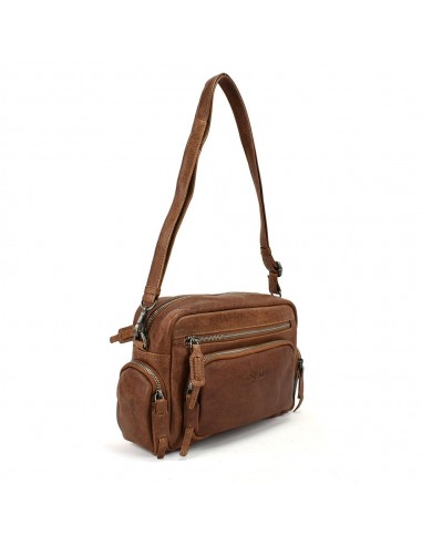 Bandolera en pell de color cuir The Twins - Open