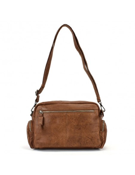 Bandolera en pell de color cuir The Twins - Open