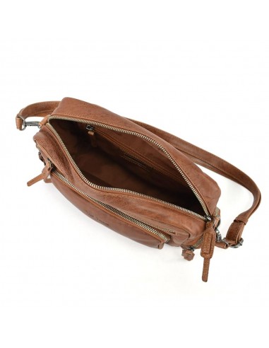 Bandolera en pell de color cuir The Twins - Open