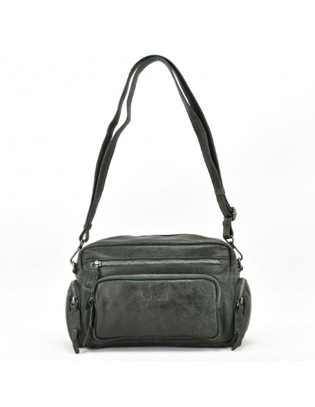 Bandolera en piel de color verde The Twins - Open