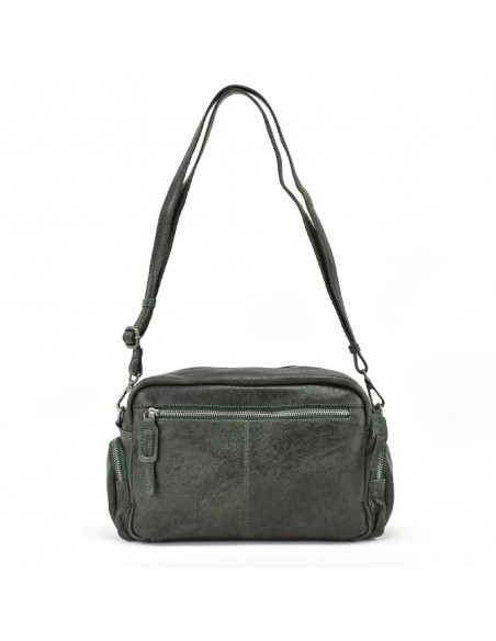 Bandolera en piel de color verde The Twins - Open