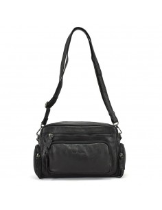 Bandolera de piel negra The Twins - Open