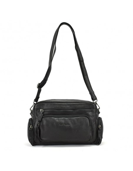 Bandolera de pell negra The Twins - Open