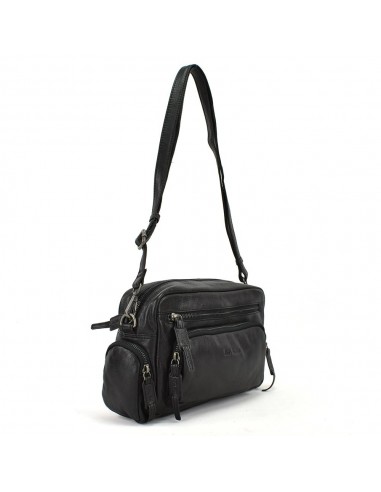 Bandolera de pell negra The Twins - Open