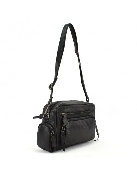 Bandolera de pell negra The Twins - Open