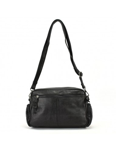 Bolsa à tiracolo em pele preta The Twins - Open