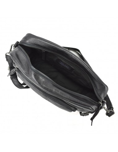 Bandolera de piel negra The Twins - Open