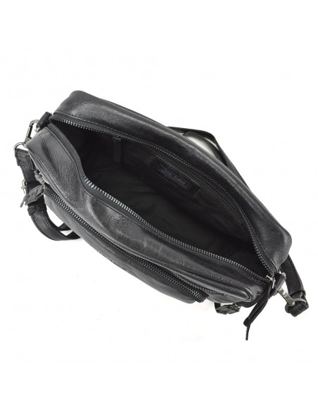 Bandolera de pell negra The Twins - Open