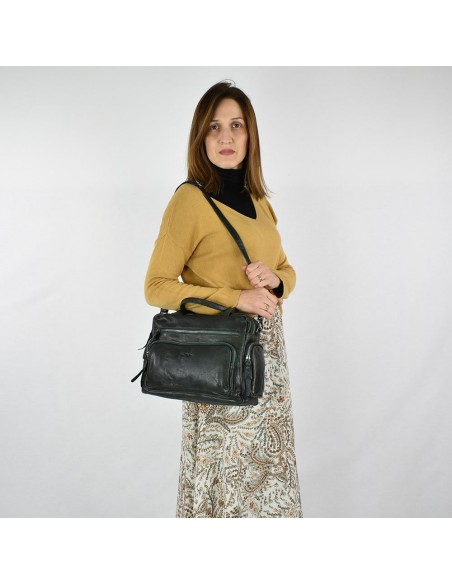 Bossa de mà en pell color verd The Twins - Open