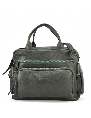 Bolso de mano en piel color verde The Twins - Open