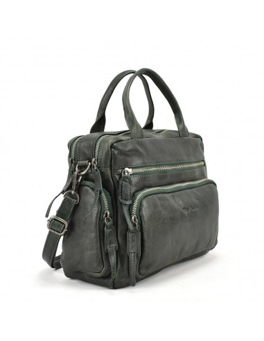 Bolso de mano en piel color verde The Twins - Open
