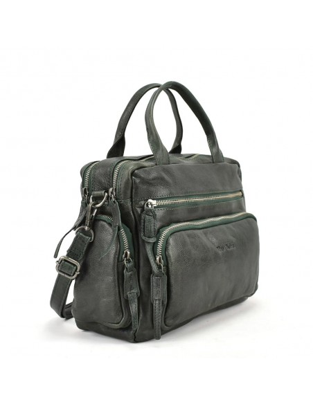 Bolso de mano en piel color verde The Twins - Open
