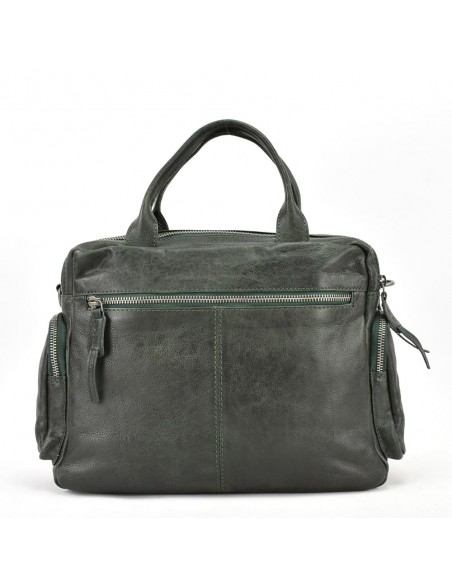 Bolso de mano en piel color verde The Twins - Open