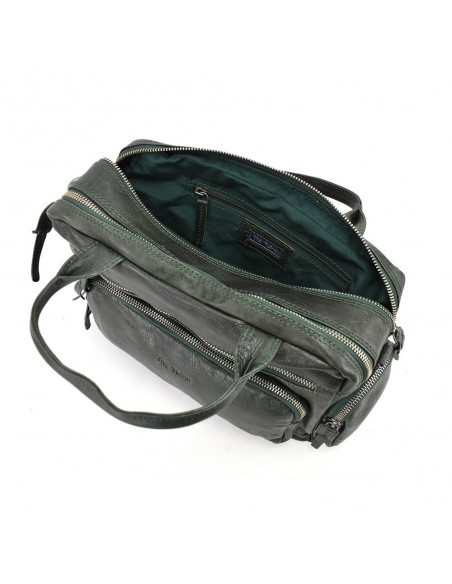 Bolso de mano en piel color verde The Twins - Open