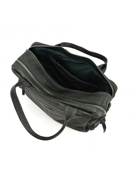 Bolso de mano en piel color verde The Twins - Open