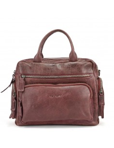 Bolso de mano en piel color Burdeos The Twins - Open