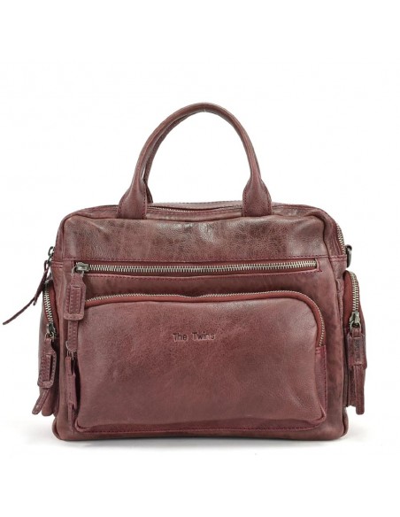Bolso de mano en piel color Burdeos The Twins - Open