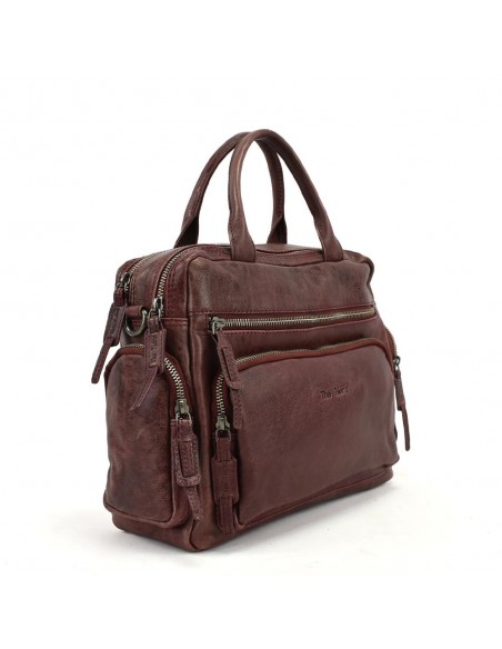 Bolso de mano en piel color Burdeos The Twins - Open