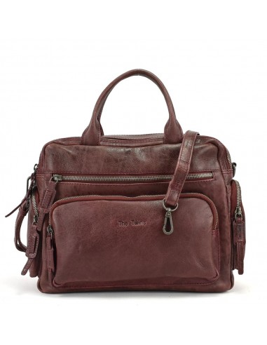 Bolso de mano en piel color Burdeos The Twins - Open