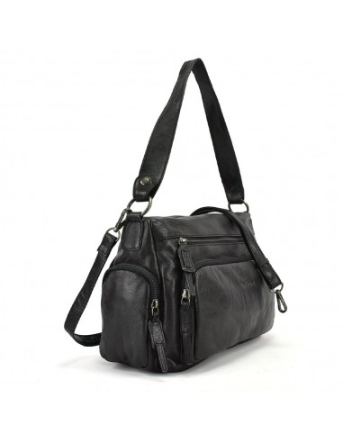 Bossa d'espatlla en pell de color negre The Twins - Open