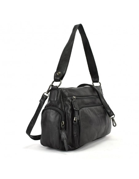 Bossa d'espatlla en pell de color negre The Twins - Open